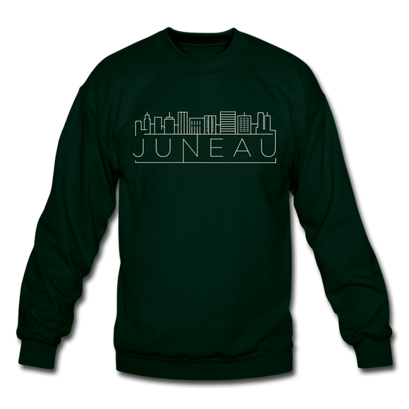 Juneau, Alaska Sweatshirt - Skyline Juneau Crewneck Sweatshirt - forest green