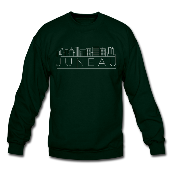 Juneau, Alaska Sweatshirt - Skyline Juneau Crewneck Sweatshirt - forest green