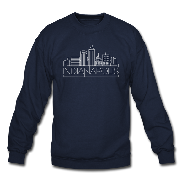 Indianapolis, Indiana Sweatshirt - Skyline Indianapolis Crewneck Sweatshirt - navy