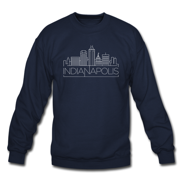 Indianapolis, Indiana Sweatshirt - Skyline Indianapolis Crewneck Sweatshirt - navy
