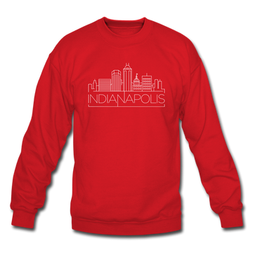 Indianapolis, Indiana Sweatshirt - Skyline Indianapolis Crewneck Sweatshirt - red