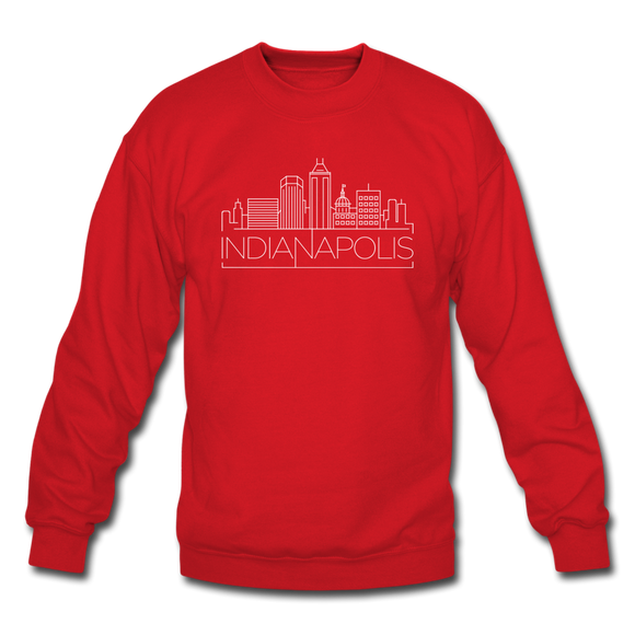 Indianapolis, Indiana Sweatshirt - Skyline Indianapolis Crewneck Sweatshirt - red