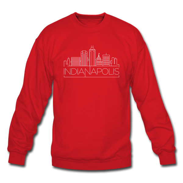 Indianapolis, Indiana Sweatshirt - Skyline Indianapolis Crewneck Sweatshirt - red