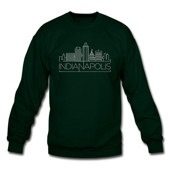 Indianapolis, Indiana Sweatshirt - Skyline Indianapolis Crewneck Sweatshirt - forest green