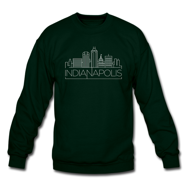 Indianapolis, Indiana Sweatshirt - Skyline Indianapolis Crewneck Sweatshirt - forest green