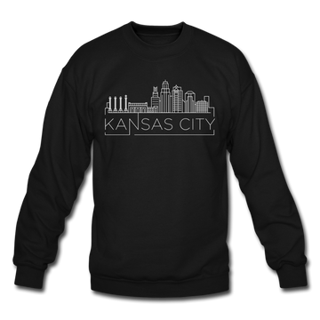 Kansas City, Missouri Sweatshirt - Skyline Kansas City Crewneck Sweatshirt - black