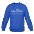 Kansas City, Missouri Sweatshirt - Skyline Kansas City Crewneck Sweatshirt - royal blue