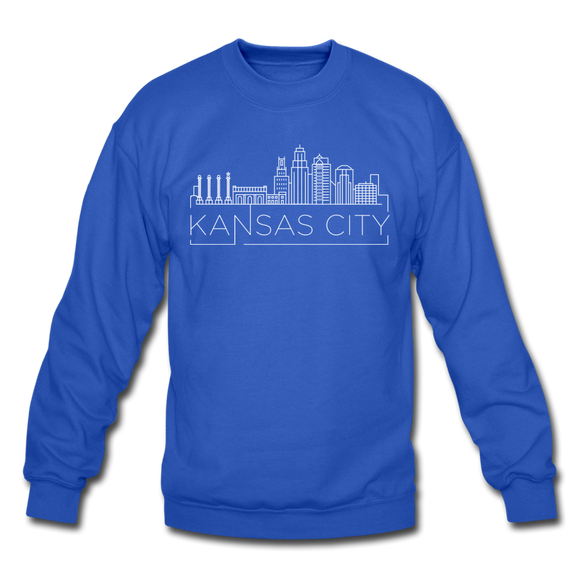 Kansas City, Missouri Sweatshirt - Skyline Kansas City Crewneck Sweatshirt - royal blue