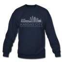 Kansas City, Missouri Sweatshirt - Skyline Kansas City Crewneck Sweatshirt - navy
