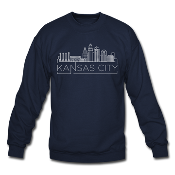 Kansas City, Missouri Sweatshirt - Skyline Kansas City Crewneck Sweatshirt - navy