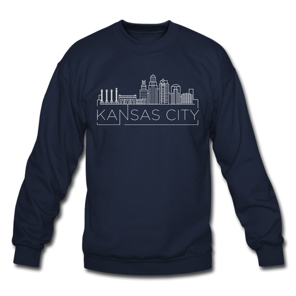Kansas City, Missouri Sweatshirt - Skyline Kansas City Crewneck Sweatshirt - navy