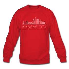 Kansas City, Missouri Sweatshirt - Skyline Kansas City Crewneck Sweatshirt - red
