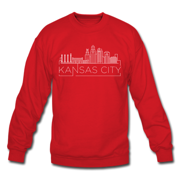 Kansas City, Missouri Sweatshirt - Skyline Kansas City Crewneck Sweatshirt - red