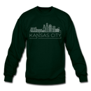 Kansas City, Missouri Sweatshirt - Skyline Kansas City Crewneck Sweatshirt - forest green
