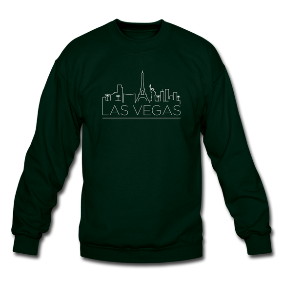 Las Vegas, Nevada Sweatshirt - Skyline Las Vegas Crewneck Sweatshirt - forest green