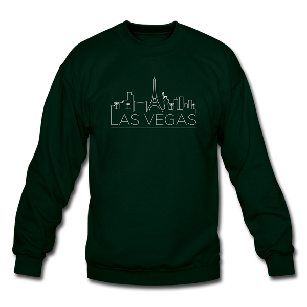 Las Vegas, Nevada Sweatshirt - Skyline Las Vegas Crewneck Sweatshirt - forest green