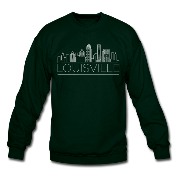 Louisville, Kentucky Sweatshirt - Skyline Louisville Crewneck Sweatshirt - forest green