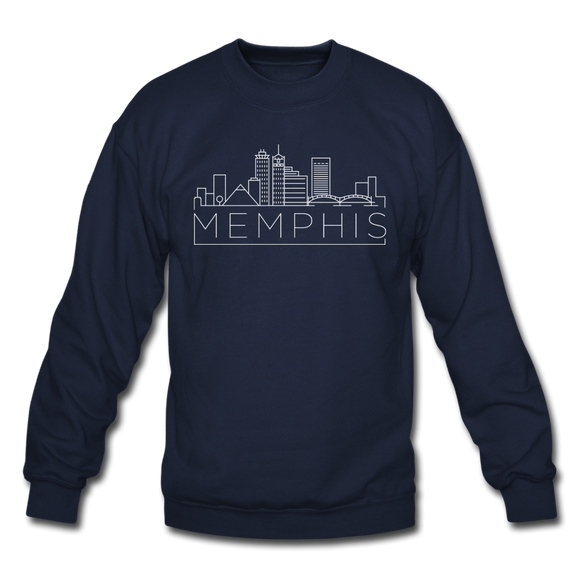 Memphis, Tennessee Sweatshirt - Skyline Memphis Crewneck Sweatshirt - navy