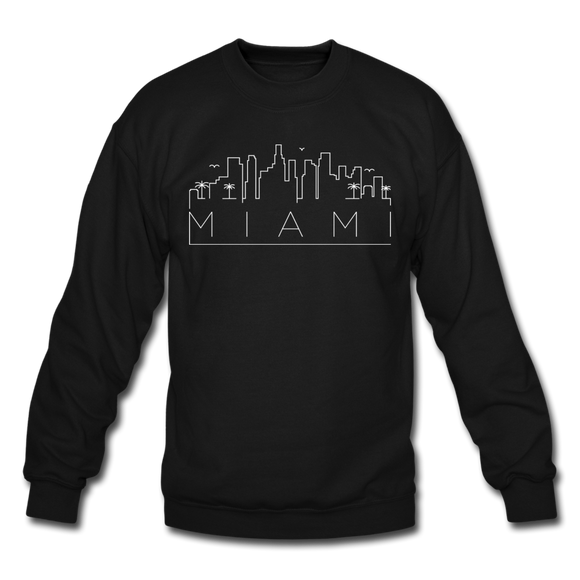 Miami, Florida Sweatshirt - Skyline Miami Crewneck Sweatshirt - black
