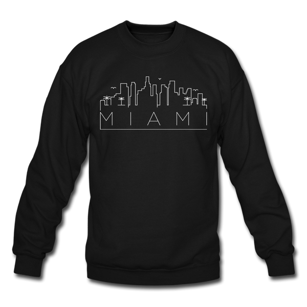 Miami, Florida Sweatshirt - Skyline Miami Crewneck Sweatshirt - black