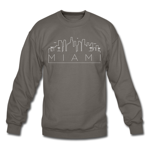 Miami, Florida Sweatshirt - Skyline Miami Crewneck Sweatshirt - asphalt gray