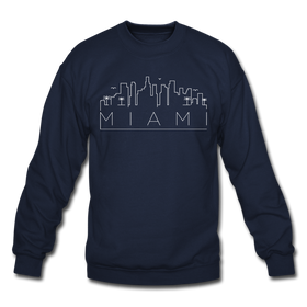Miami, Florida Sweatshirt - Skyline Miami Crewneck Sweatshirt - navy