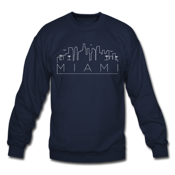 Miami, Florida Sweatshirt - Skyline Miami Crewneck Sweatshirt - navy