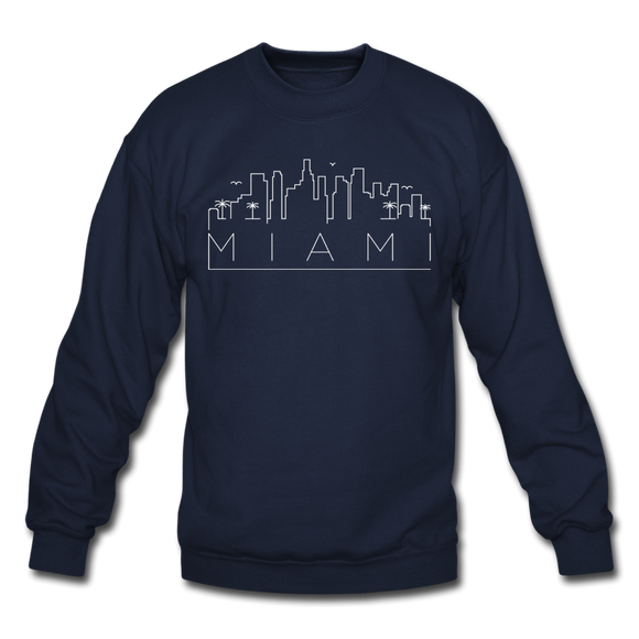 Miami, Florida Sweatshirt - Skyline Miami Crewneck Sweatshirt - navy