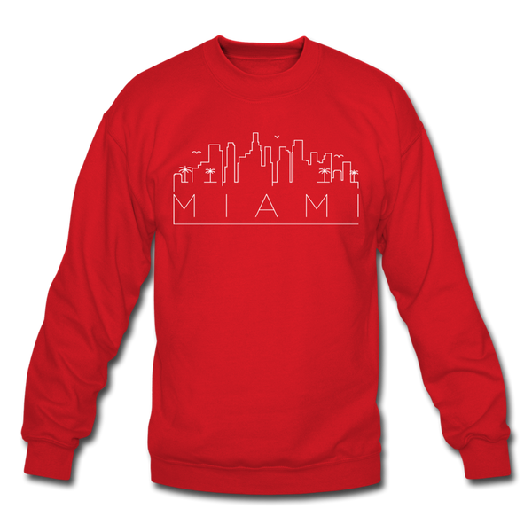 Miami, Florida Sweatshirt - Skyline Miami Crewneck Sweatshirt - red