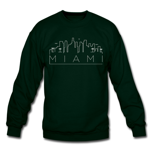 Miami, Florida Sweatshirt - Skyline Miami Crewneck Sweatshirt - forest green