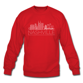 Nashville, Tennessee Sweatshirt - Skyline Nashville Crewneck Sweatshirt - red