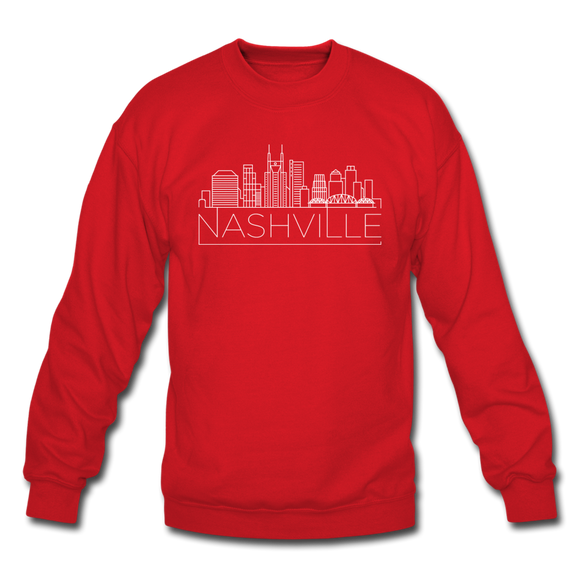 Nashville, Tennessee Sweatshirt - Skyline Nashville Crewneck Sweatshirt - red