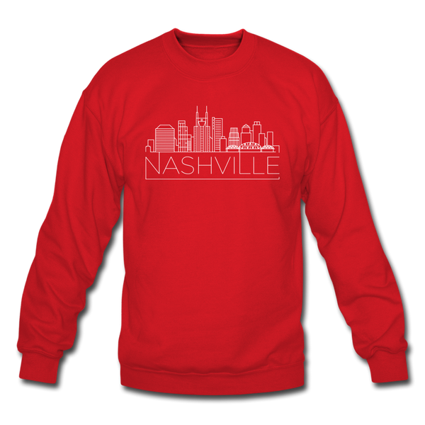Nashville, Tennessee Sweatshirt - Skyline Nashville Crewneck Sweatshirt - red