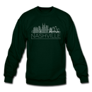 Nashville, Tennessee Sweatshirt - Skyline Nashville Crewneck Sweatshirt - forest green