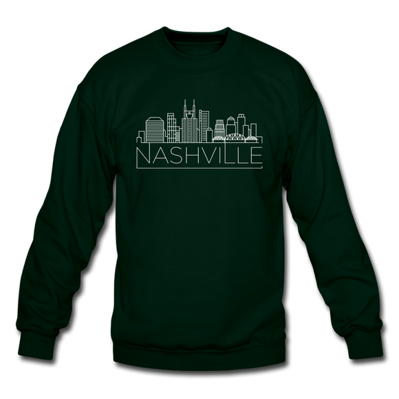 Nashville, Tennessee Sweatshirt - Skyline Nashville Crewneck Sweatshirt - forest green