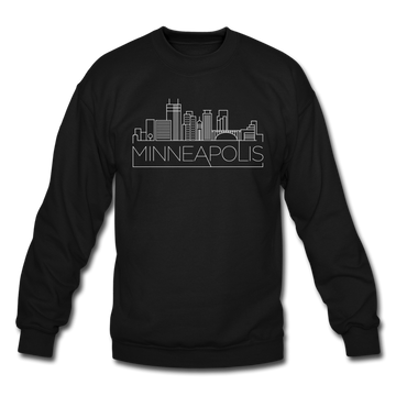 Minneapolis, Minnesota Sweatshirt - Skyline Minneapolis Crewneck Sweatshirt - black