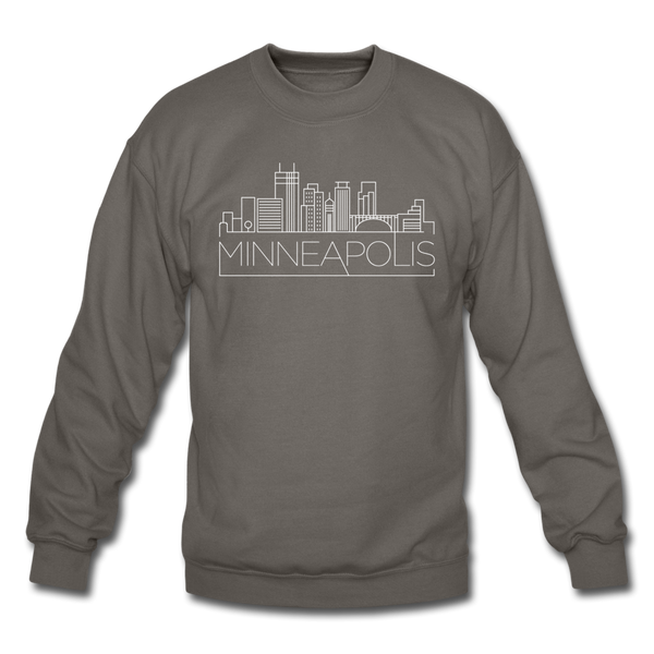 Minneapolis, Minnesota Sweatshirt - Skyline Minneapolis Crewneck Sweatshirt - asphalt gray