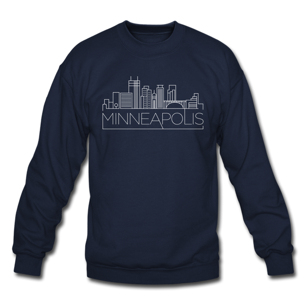 Minneapolis, Minnesota Sweatshirt - Skyline Minneapolis Crewneck Sweatshirt - navy