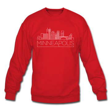 Minneapolis, Minnesota Sweatshirt - Skyline Minneapolis Crewneck Sweatshirt - red