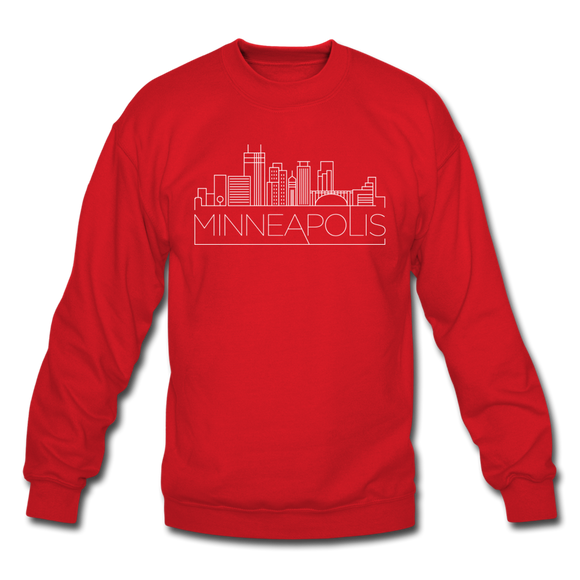 Minneapolis, Minnesota Sweatshirt - Skyline Minneapolis Crewneck Sweatshirt - red