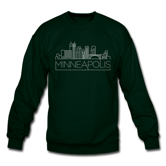 Minneapolis, Minnesota Sweatshirt - Skyline Minneapolis Crewneck Sweatshirt - forest green