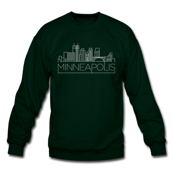 Minneapolis, Minnesota Sweatshirt - Skyline Minneapolis Crewneck Sweatshirt - forest green