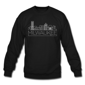 Milwaukee, Wisconsin Sweatshirt - Skyline Milwaukee Crewneck Sweatshirt - black