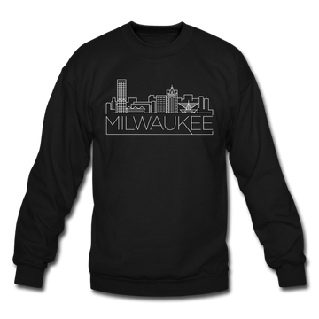 Milwaukee, Wisconsin Sweatshirt - Skyline Milwaukee Crewneck Sweatshirt - black