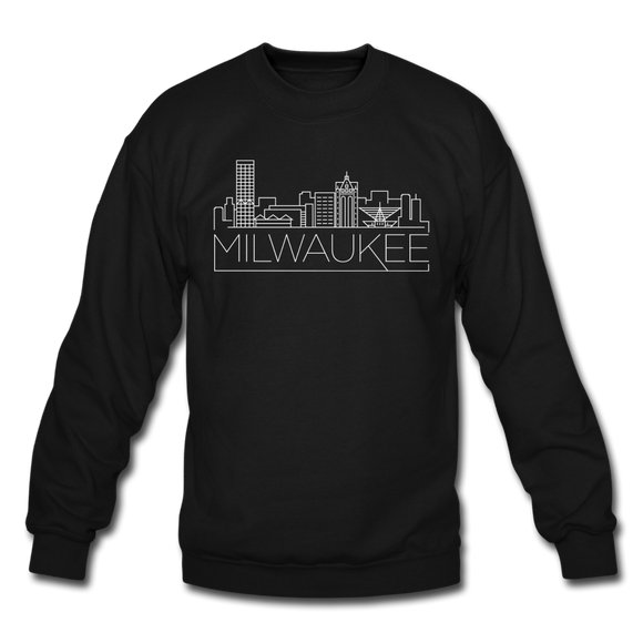 Milwaukee, Wisconsin Sweatshirt - Skyline Milwaukee Crewneck Sweatshirt - black