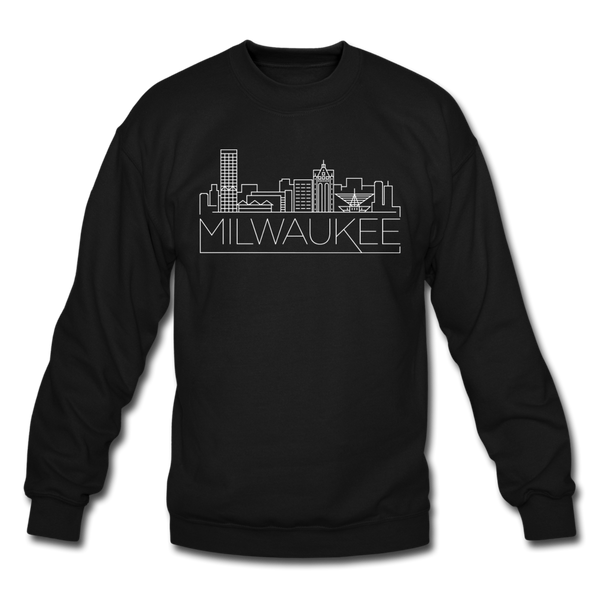 Milwaukee, Wisconsin Sweatshirt - Skyline Milwaukee Crewneck Sweatshirt - black