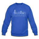 Milwaukee, Wisconsin Sweatshirt - Skyline Milwaukee Crewneck Sweatshirt - royal blue