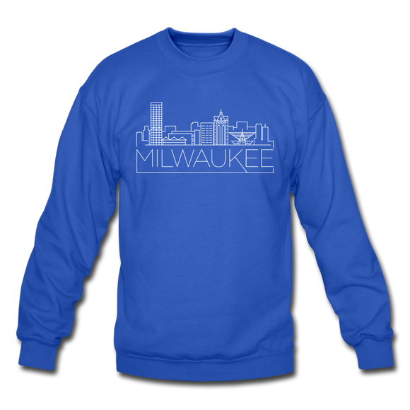 Milwaukee, Wisconsin Sweatshirt - Skyline Milwaukee Crewneck Sweatshirt - royal blue