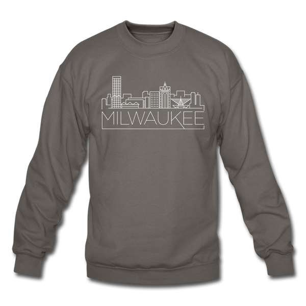 Milwaukee, Wisconsin Sweatshirt - Skyline Milwaukee Crewneck Sweatshirt - asphalt gray