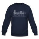 Milwaukee, Wisconsin Sweatshirt - Skyline Milwaukee Crewneck Sweatshirt - navy